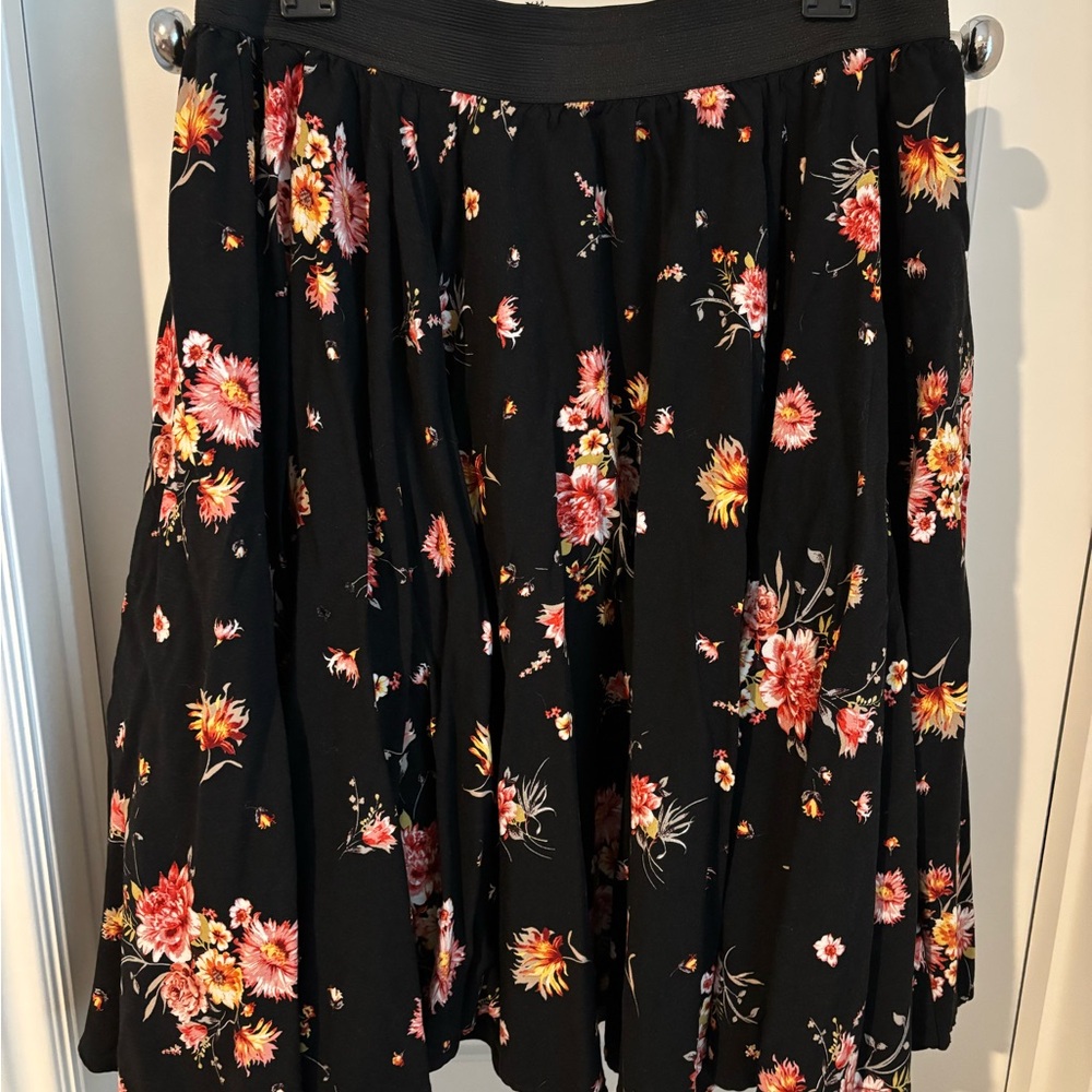 Torrid Pink and Orange Pleated Skater Midi Skirt